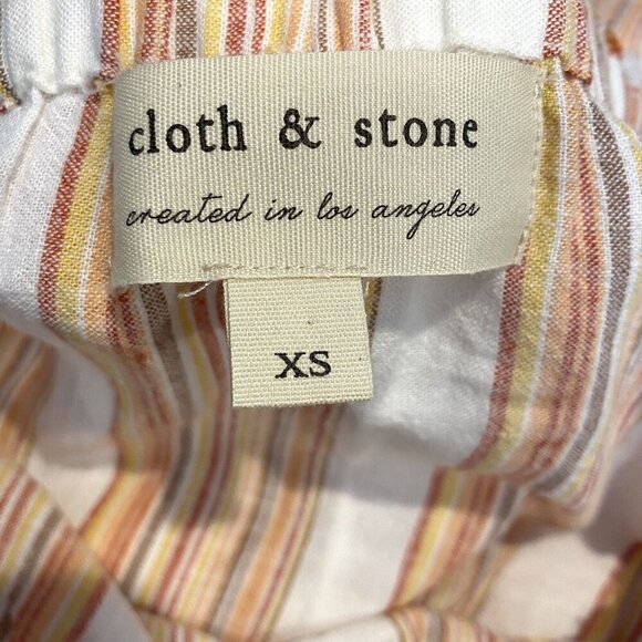 Anthropologie Cloth & Stone Vertical Stripe Strapless Cropped Jumpsuit XS Boho - Picture 7 of 8